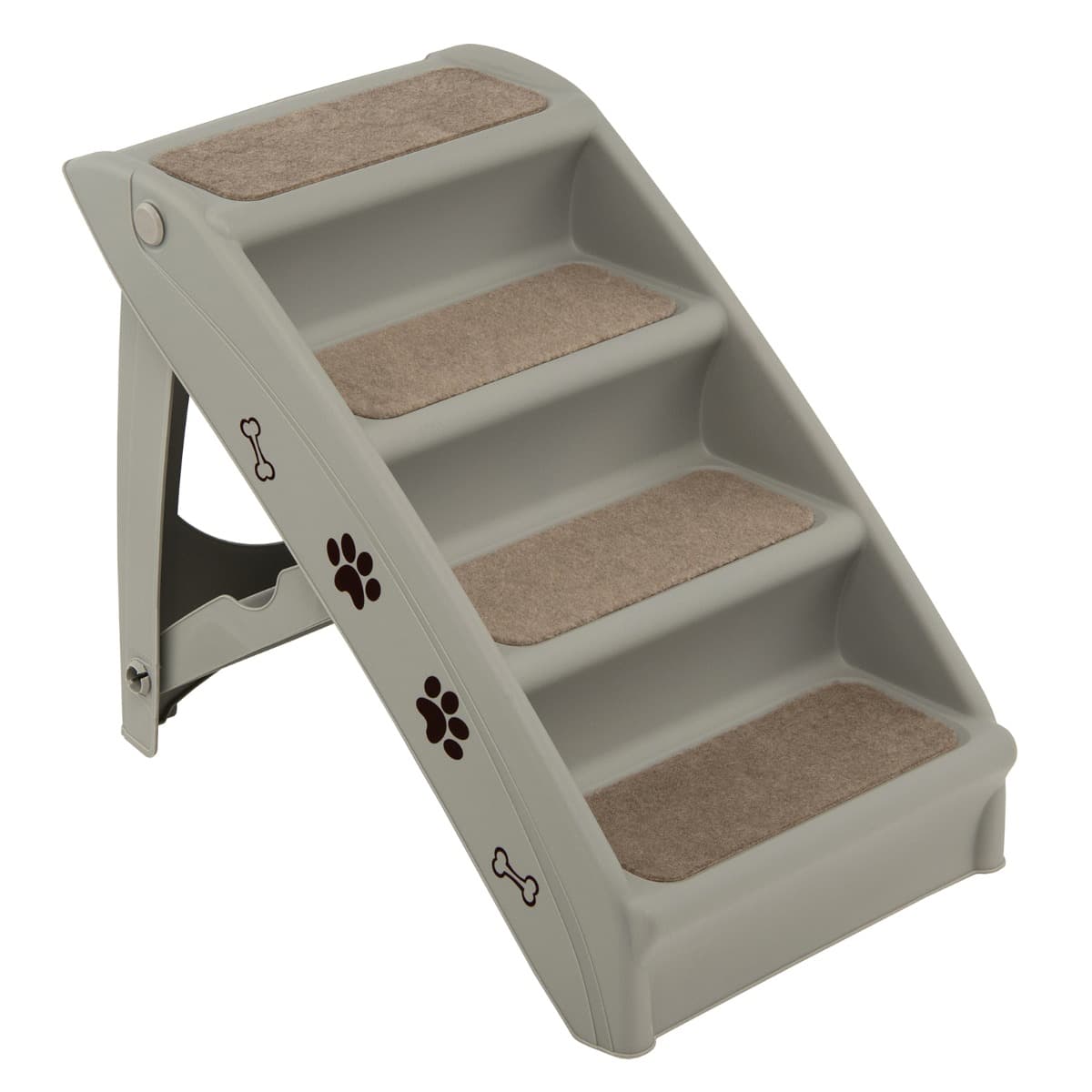 CostwayEscalier pour Chien Pliant à 4 Marches en Plastique Charge 60KG 64 x 39 x 49 cm Feutre Doux Chiens et Chats Gris