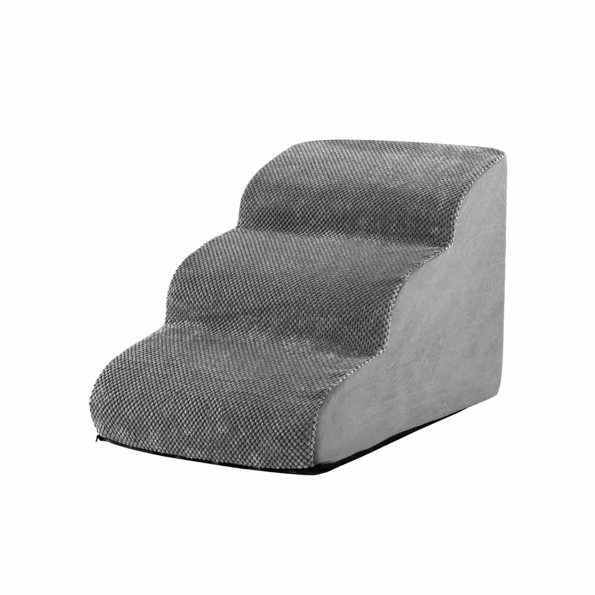 CostwayEscalier pour Animaux à 3 Marches en Mousse Haute Densité Rampe pour Chien/Chat avec Fond Antidérapant et Tissu Suédé Doux Gris