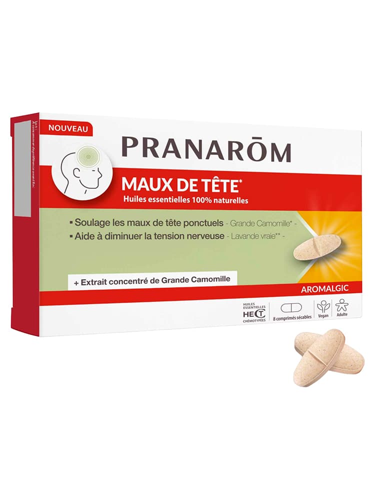 Pranarôm Aromalgic Maux de Tête - Soulager Les Maux de Tête Ponctuels - 8 Comprimés