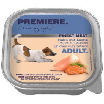 PREMIERE Finest Meat nourriture humide pour chien, adulte Poulet avec saumon 10x150 g