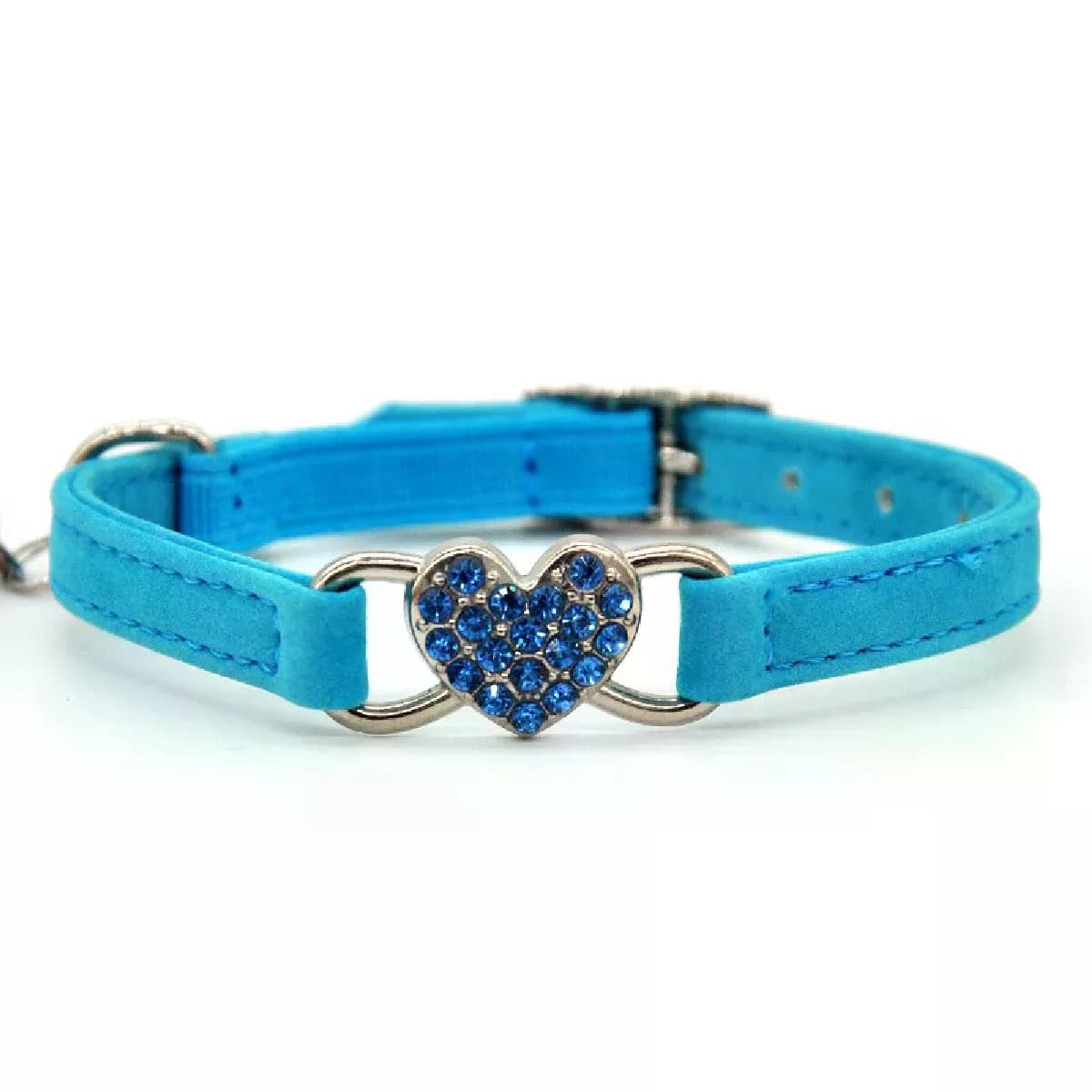 Collier pour chat en velours élastique cristal, cloche en forme de cœur, collier pour animal de compagnie, cloche souple, extensible, colliers pour chaton réglables~01080