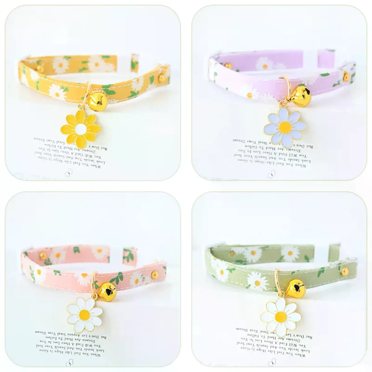 Collier réglable pour chat et animal de compagnie, avec clochette, mignon, pendentif pour chaton, accessoire pour chat, fleur, 1 pièce~00956