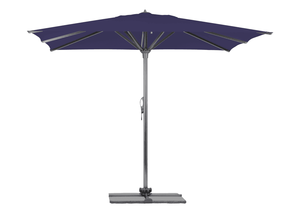 Parasol Rio + Housse + Pied en croix Géant Terrasse Piscine Jardin Plage Droit Rectangulaire Acrylique sunbrella premium 300x400 Ink Gris mât