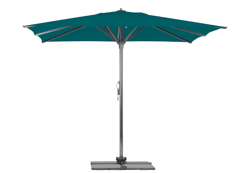 Parasol Rio + Housse + Pied en croix Géant Terrasse Piscine Jardin Plage Droit Rectangulaire Acrylique sunbrella premium Charron 300x400 Gris mât