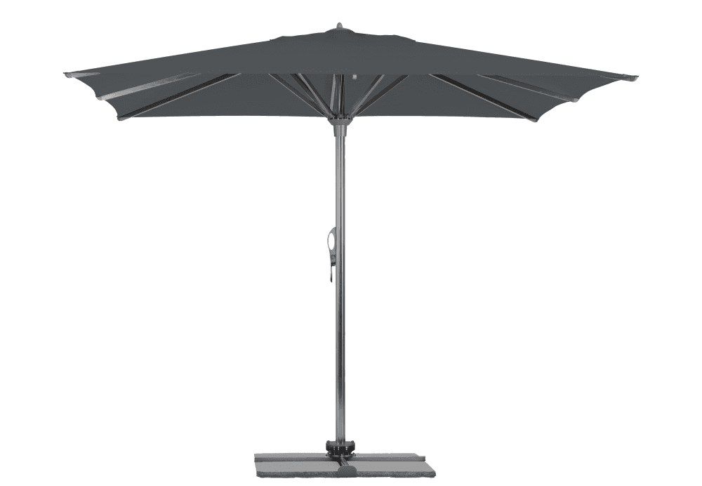 Parasol Rio + Housse + Pied en croix Géant Terrasse Piscine Jardin Plage Droit Rectangulaire Acrylique sunbrella premium Carbon 300x400 Gris mât