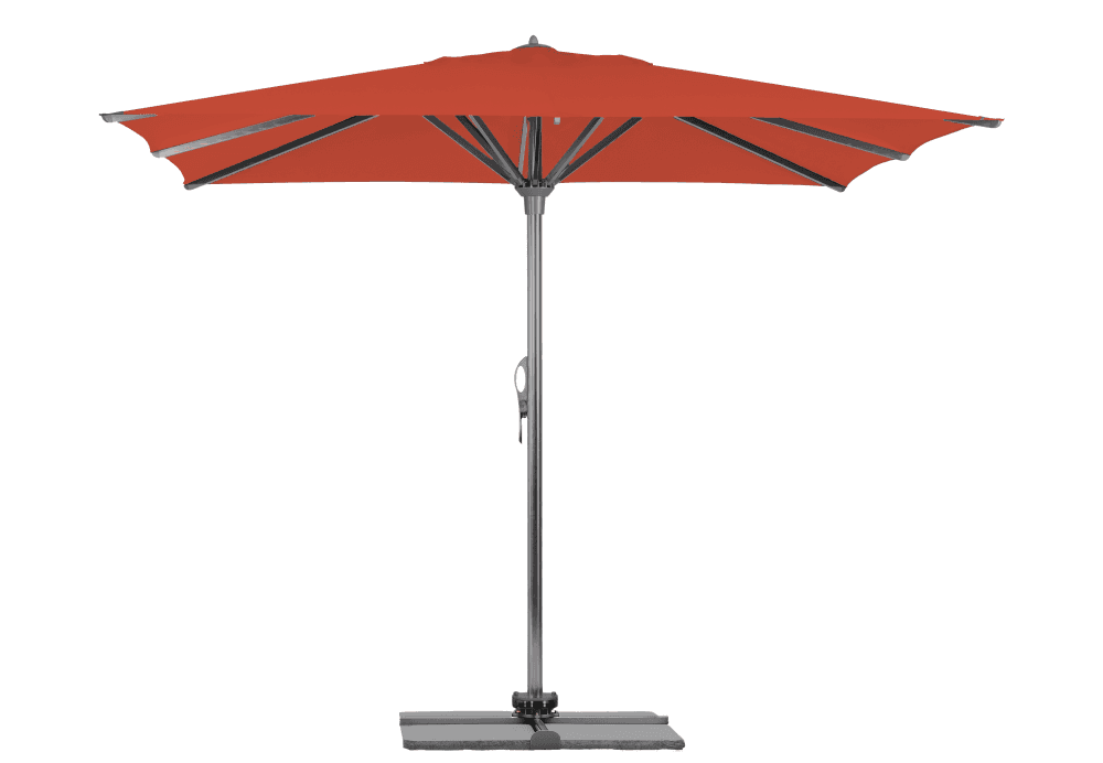 Parasol Rio + Housse + Pied en croix Géant Terrasse Piscine Jardin Plage Droit Rectangulaire Acrylique sunbrella premium Paprika 300x400 Gris mât