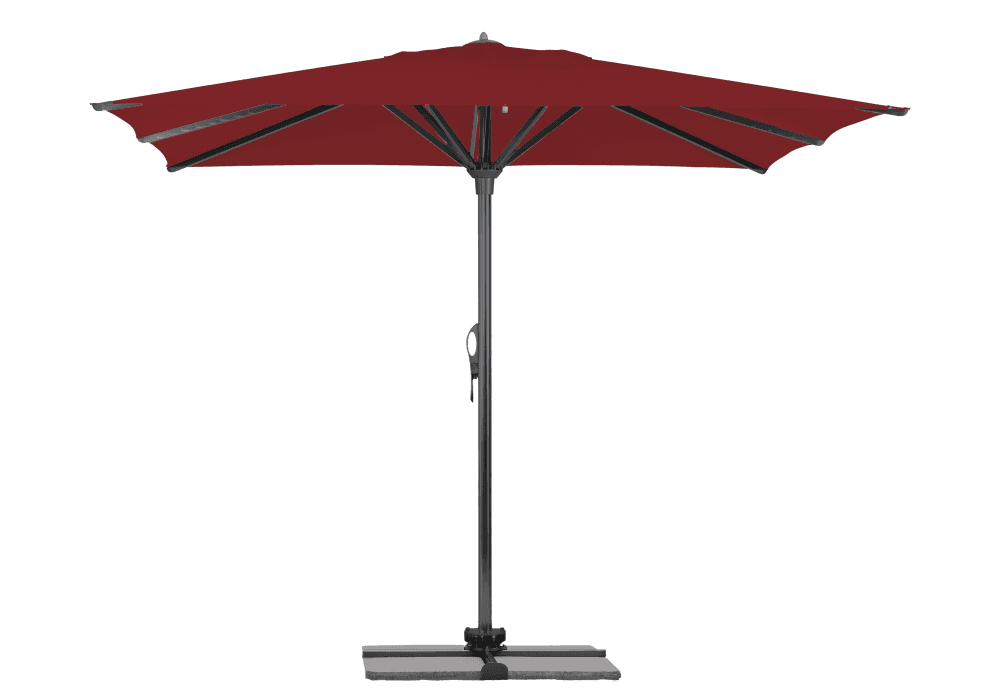 Parasol Rio + Housse + Pied en croix Géant Terrasse Piscine Jardin Plage Droit Rectangulaire Acrylique sunbrella premium 300x400 Burgundy Gris mât
