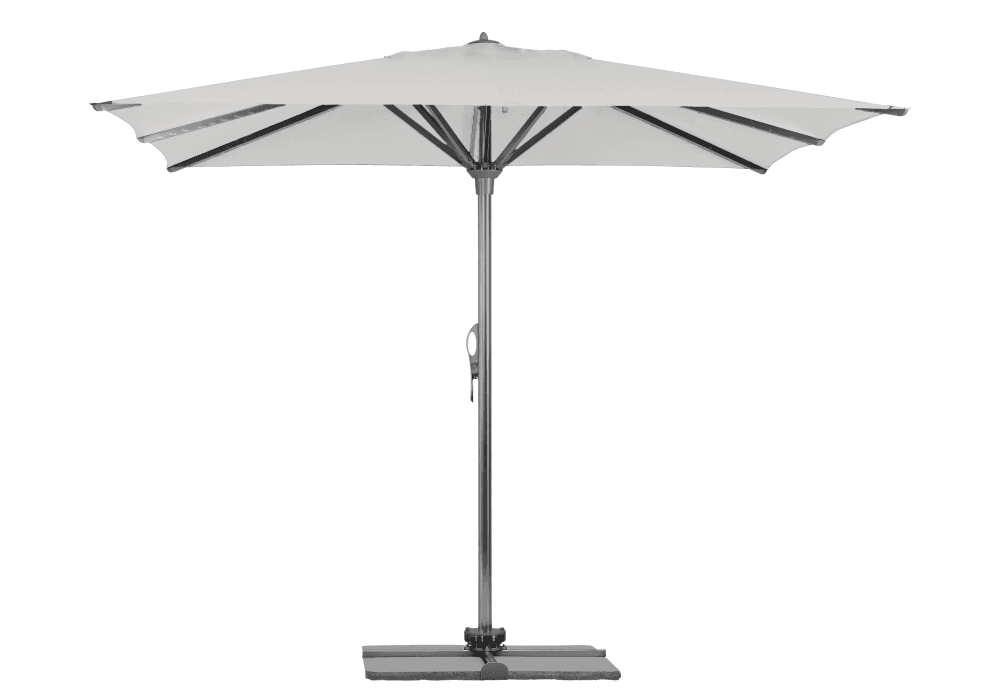 Parasol Rio + Housse + Pied en croix Géant Terrasse Piscine Jardin Plage Droit Rectangulaire Acrylique sunbrella premium 300x400 Marble Gris mât